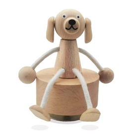 Yesnote Dog Music Box Gift for Daughter Girls, Funny Wooden Puppy Figurine with Rope Flexible Posture, Anniversary Birthday Gifts for Dog Lovers Wife Mom, Wind Up Music Box Play You Are My Sunshine