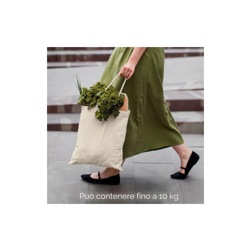 Eco Right Borsa Stoffa Shopper, Cotone Tote Bag, Borsa Donna,