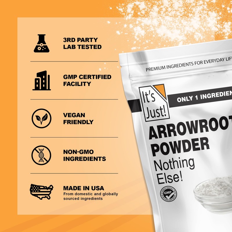 It's Just - Arrowroot Powder, 8oz, Natural Thickener, Gluten-Free, Dairy-Free,