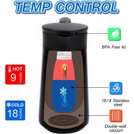 GearRoot 28oz Coffee Carafe Airpot Insulated Coffee Thermos Urn Stainless Steel Vacuum Thermal Pot Flask for Coffee, Hot Water, Tea, Hot Beverage - Keep 9 Hours Hot, 18 Hours Cold (2 Pack Black)