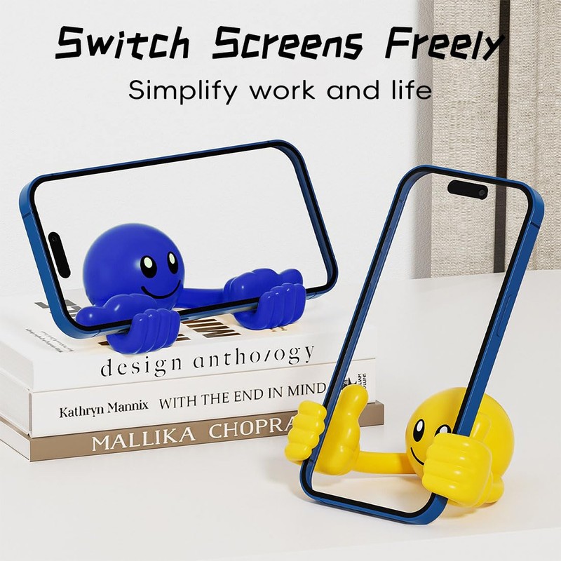 EnerCharge Smiley Cell Phone Holder-2 Pcs, 360°Adjustable Cell Phone Supports，Bright