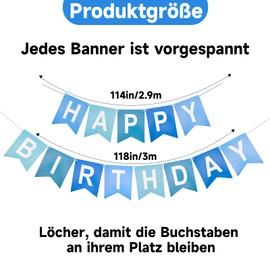 jijAcraft Blue Happy Birthday Banner, Pre-Strung Birthday Party Banner, Happy Birthday Sign, Birthday Hanging Decoration for Kids, Women, Men, Girls, Boys, Birthday Party Supplies