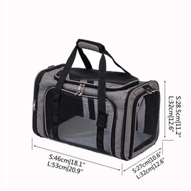 pet Bag Collapsible Portable for Dog cat go Out Traveling Carrier Oblique Slung Ventilate mesh shelter Pet Carrier Bag Cat Travel Bag Breathable pet Bag (Black, L:53X32X32CM/20.9"X12.6"X12.6")