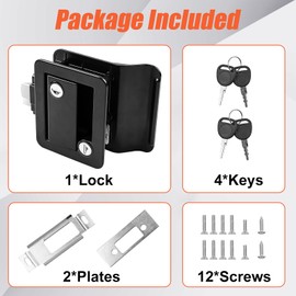 Siasky Black RV Door Lock Replacement, Upgraded RV Door Latch with Paddle Deadbolt 4 Keys, Camper Door Lock for Travel Trailers Horse Cargo Hauler, Zinc Alloy Trailer Entry Door Latch Replacement