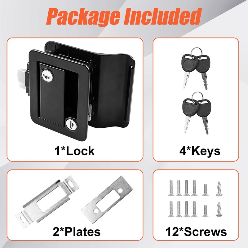 Siasky Black RV Door Lock Replacement, Upgraded RV Door Latch