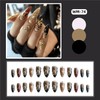 LOPMNGHT Almond Tip Press on Nails Medium Length Gold Flower
