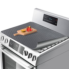 Stove Top Covers Electric Stove Cover, 30 x 20.86 Inch Silicone Stove Top Protector,Silicone Stove Mat,Heat Resistant Flat RV Range Stovetop Protector (Light Gray)