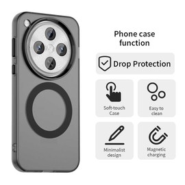 GOGME Case for OPPO Find X8 Pro, Compatible with MagSafe, Soft TPU + PC Hybrid Cover, Shockproof Translucent Matte Back Anti-Scratch Cover. Black