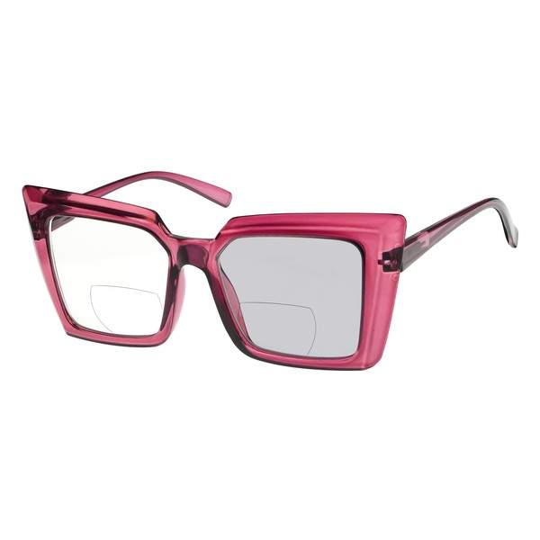 Eyekepper Transition Gafas de lectura fotocromáticas bifocales para mujer de gran tamaño, Morado, 1.50 US