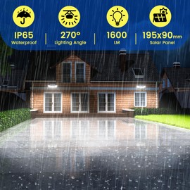 AIXPI Solar Lights Outdoor 240 LED 3000mAh Motion Sensor Flood Lights IP65 Waterproof Security Lights for Outside 270° Wide Angle Wall Lights Black 2Pack