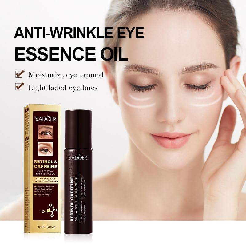 Retinol and Caffeine Anti-Wrinkle Eye Essence Oil, 8ml, with 360°