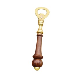 Sea-Club Bottle Opener Brass & Wood Height 18 cm Maritime Decoration