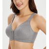 Lemorosy Women's Wirefree Jacquard Back Support Bra Full Figure Front