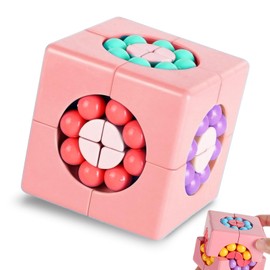 Magic Bean Rotating Cube - Creative Finger Cube jigsaw Puzzle Toy,Magic Bean Special Shape Magic Cube Ball Game Magic,Gift for Kids age 3 Above for Christmas Birthday New Year (Pink)