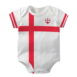 GEREISHIRE England Football Baby Grow Bodysuit Infants Onesie Newborn One-Piece Romper White Red 6-12 Months