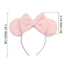 Batsysm Wool Mouse Ear Headband, Fluffy Hair Bow Hairband, Festival Party Decoration Fashion Headwear for Women Girls