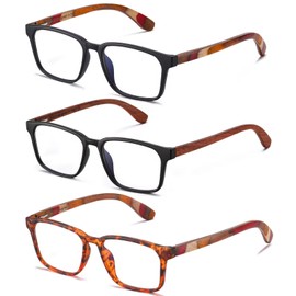 DUCO 3 Pack Reading Glasses for Men Women Handmade Wooden Non Plastic Eyeglasses for Readers 5212R (3 Pack 2.0 x)