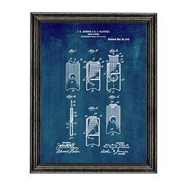 Cigar Cutter Patent Art Midnight Blue Print in a Black Wood Frame (5" x 7") M13297