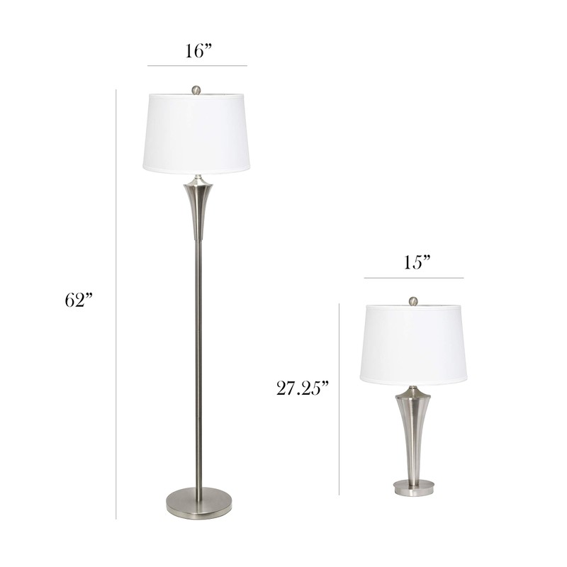 Elegant Designs LC1020-BSN 3 Pack Lamp Set, Brushed Nickel