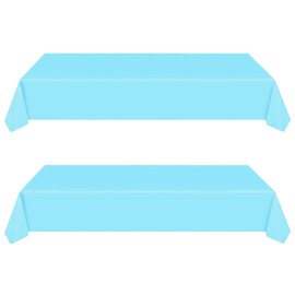137 x 274 cm Disposable Paper Tablecloths Roll Sky Blue, Pack of 2 Plastic Party Tablecloths Paper Tablecloth Roll Waterproof Tablecloth for Christmas, Bee Party, Children's Birthday, Weddings