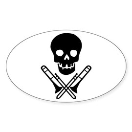 CafePress Skull & Trombones Oval Sticker Oval Car Bumper Sticker
