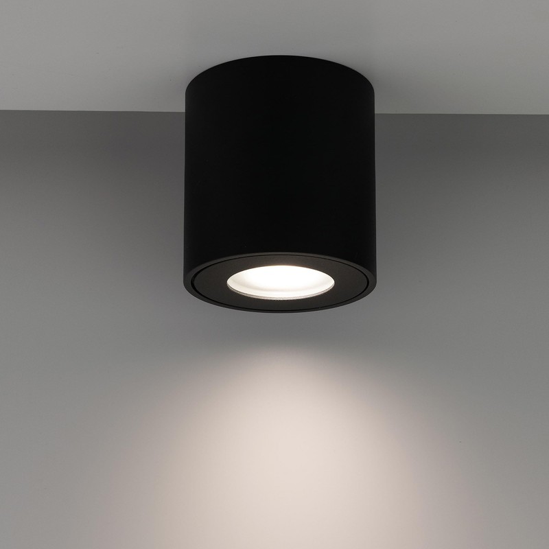 EDO Surface-Mounted Spotlight Clear Black IP44 Waterproof LED Ceiling Light