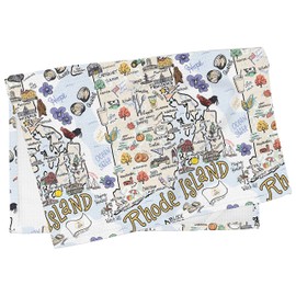 Fish Kiss 16"x24" Rhode Island Map Towel is 100% Microfiber Waffle Weave Help You Explore in Detail – Our Super Absorbent & Soft, Machine Washable State Map Towel is Stain & Wrinkle Resistant