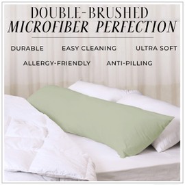 Italian Luxury Body Pillow Cover - Soft 21" x 60" Microfiber Long Pillow Case w/ No Zipper - Fits 20" ﻿x 54" Pillow, Machine Washable, Cream