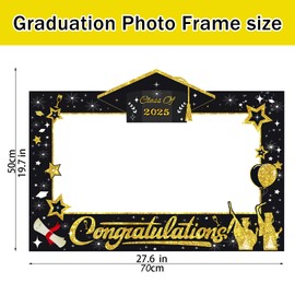 30Pcs Graduation Photo Booth Props, Glittery Large Graduation Decoration Photo Props Class of 2025, Grad Celebrations Party Fancy Dress Prom Supplies