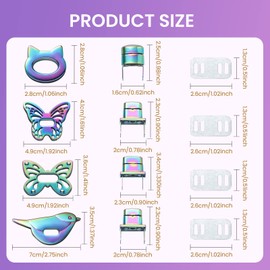 TXIN 4 Pieces Purse Turn Lock Clutches, Butterfly Shape Twist Lock Clasp, Cute Animal Bag Closure Lock, Rainbow Color Metal Hardware Fastener Buckles for DIY Leather Bag Handbag Purse Making, Style 1