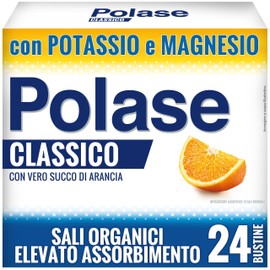 Polase Classico, Magnesio e Potassio,Integratore Alimentare, contro Stanchezza e Fatica Fisica, Caldo, Sali Minerali Organici, Gusto Arancia, 24 Bustine
