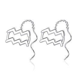Libra Leo Escorpio Constelación Símbolo Colgando Alambre Corto Pendientes de Plata Signo del Horóscopo del Zodíaco Cadena Cadena Cadena Enlace Pendientes, Sin gemas.,