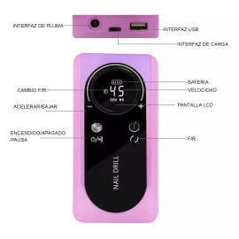 Obp Pulidor Portátil Drill De Uñas Recargable 45000 Rpm Camaleon