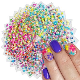 30 Sheets Flower Nail Stickers for Nail Art,Multicolor & Multishape Floral Nail Decals,3D Self Adhesive Stickers for Nails Design,Nail Art Supplies & Decorations for Women Girls