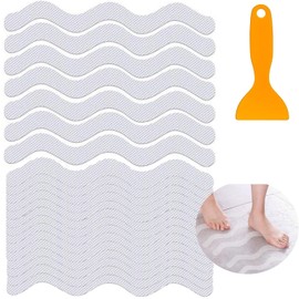 48Pcs Set of Anti-Skid Shower Sticker, Safety Bathroom Anti-Skid Strip, Bathtub Anti-Skid Strip, Bathroom, Stairs, Floor Anti-Skid Strip, with Installation Scraper (Shape S)