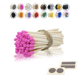 3” Inch Long Wooden Refill Matchsticks with Strike Stickers - Safety Matches Wholesale Bulk Loose by Chandler Studio (Pink, 50 Pieces)