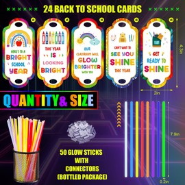 MiniInflat 24 Sets End of Year Gift Bulk Glow Sticks with Cards Include 24 Pcs Hope Your Summer Glow With Fun Gift Tag 50 Pcs Glowing in The Dark Sticks for VBS