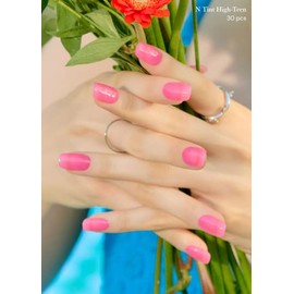 Ohora Tiras de uñas de gel semicuradas (N Tint High Teen) - Calidad de salón, larga duración, fácil de aplicar y quitar, incluye 2 almohadillas de pre