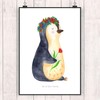 Mr. & Mrs. Panda Poster DIN A3 Penguin Flower Wreath