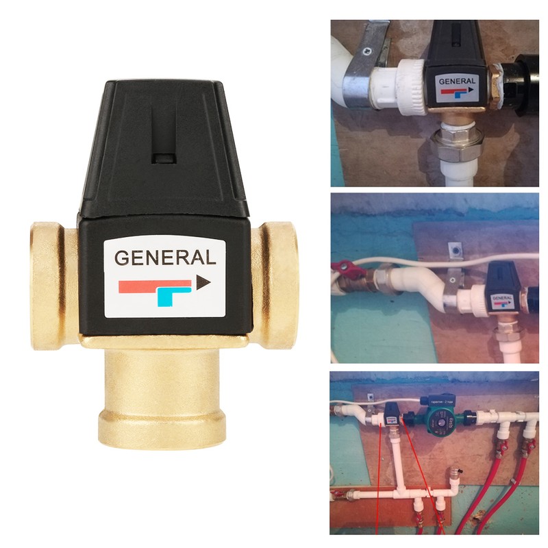 3 Way DN20 Female Thread Brass Thermostatic Mixing Valve for