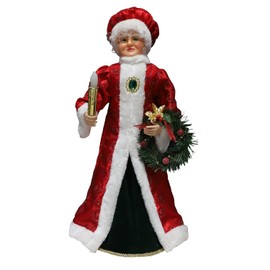 LAMPHOME 24-Inch Animated Mrs. Claus with Lighted Candle Musical Christmas Figure