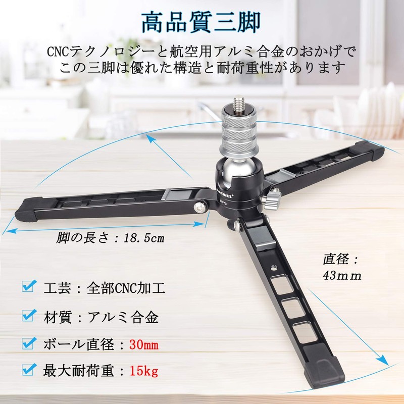 INNOREL Desktop Tripod, Mini Monopod Stand, 2 Tier Legs Opening,