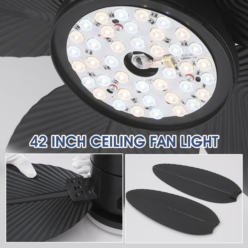 Surtime Palm Leaf Ceiling Fans with Lights-42 Tropical Ceiling Fan