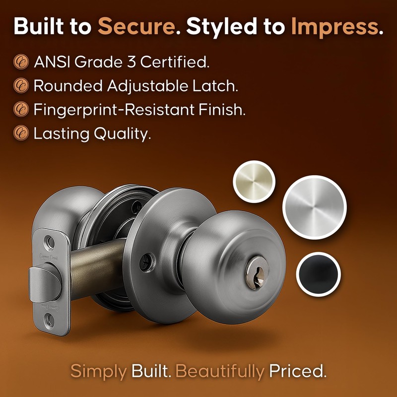 Copper Creek CKDB141SS Colonial Door Knob Keyed Alike with Deadbolt