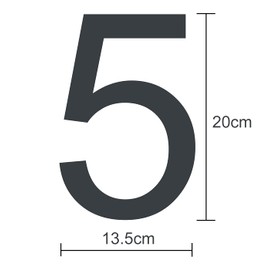 MOLVCE House Number, Anthracite, Stainless Steel, Height 20 cm, RAL 7016, Anthracite House Number, Solid Stainless Steel, Fine Structure, Powder Coated, Arial Font - Number 5