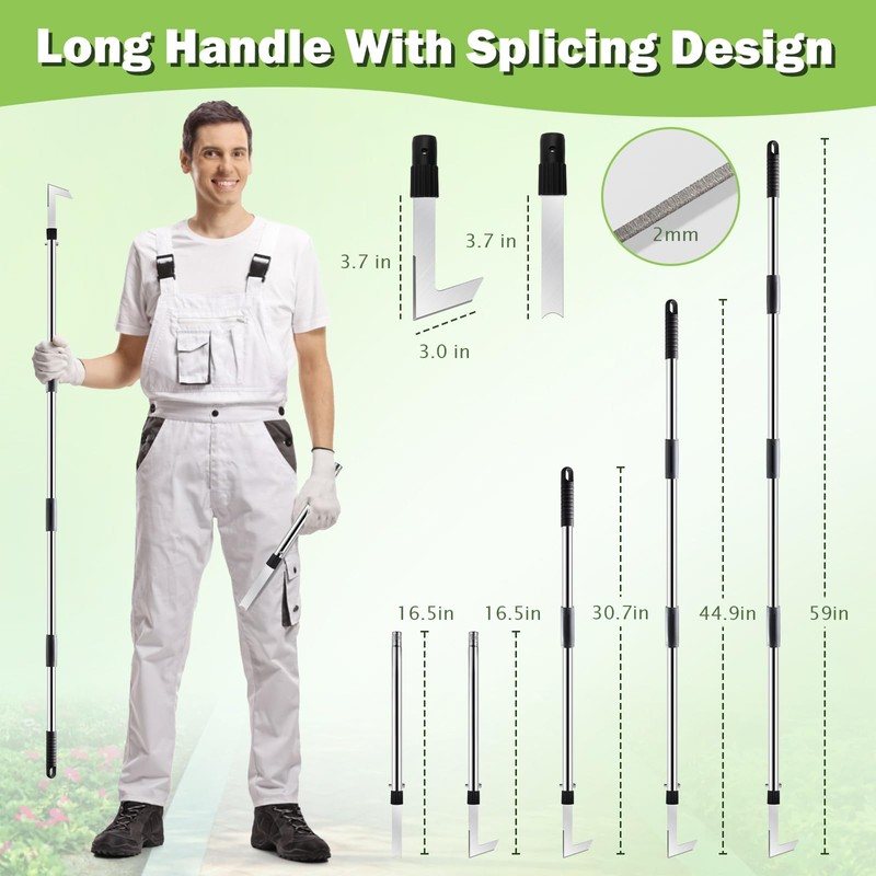 LAWFYMORI 2 Crack Weeder Tool Set, 59" Long Handle Crevice