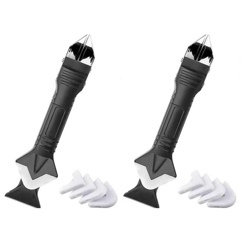 2 Pack 3-IN-1 Caulk Tool for Removal and Application, for