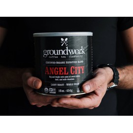 Groundwork Organic Whole Bean Light Roast Coffee, Angel City, 16 Ounce Can