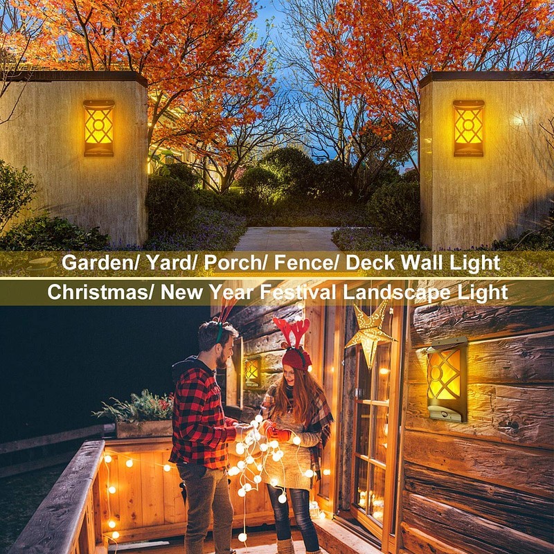 LazyBuddy Solar Flame Lights Outdoor, Realistic 3D Flickering Flames with
