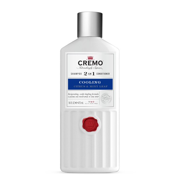 CREMO - Barber Grade 2 in 1 Shampoo & Conditioner for Men | Cooling Citrus & Mint Leaf | 473 ml